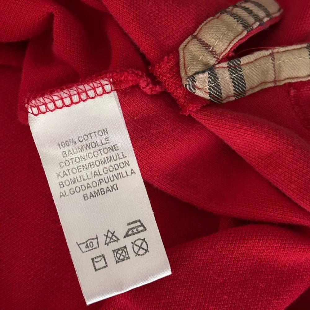 Men’s Burberry Red Cotton Pique’ Polo Shirt Classic Vintage Size XL - Picture 11 of 14
